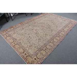 Alfombra Turca Vintage, Alfombra de 6.2x9.5 pies, Alfombra Marroquí Marrón y Rosa - Product Image 4