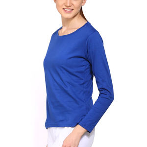 Totalmente personalizar Logo impreso cuello redondo transpirable mujeres camisas de manga larga/s en blanco liso 100% algodón Slim Fit camisa de mujer - Product Image 4