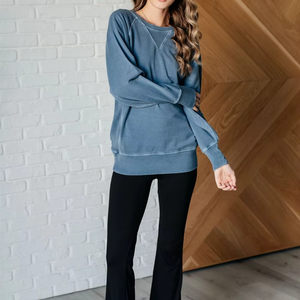 Sweat-shirt oversize pour femme, mode d'hiver, poches, polaire épaisse, matière délavée à l'acide, 100% coton, look streetwear élégant, personnalisé - Product Image 6