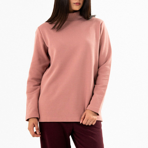 New Design Custom Colors Breathable Soft Knit Turtleneck <b>Sweatshirt</b> Slim Fit <b>Long</b> Front Logo 100% Cotton Korean Style Streetwear - Product Image 1