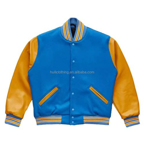 Chaqueta Universitaria Personalizada al por Mayor con Logotipo, Chaqueta Universitaria de Alta Calidad con Mangas de Cuero PU y Spandex, Chaqueta Universitaria Lisa para Hombre - Product Image 3