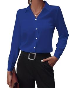 Haute qualité 100% coton en gros chemise personnaliser décontracté chemises à séchage rapide Design élégant manches longues chemises pour femmes - Product Image 1