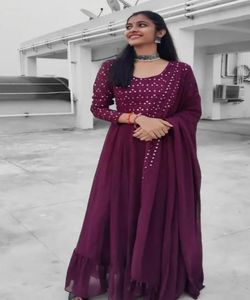 Anarkali Patiyala Designer Georgette Silk Plain Top Bottom avec Dupatta Party Wear Prix de gros Ethnic Garment ApparelGarment - Product Image 2