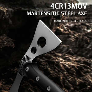 Haches Viking multifonctionnelles à double lame en acier à haute teneur en carbone, outils de survie pour le camping et la chasse en plein air, manche en bois naturel - Product Image 4