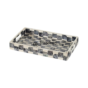 Bandeja con incrustaciones de fregona de lujo de Tradebyd Bandeja decorativa hecha a mano Perfecta para hogares y cafés modernos - Product Image 3