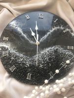 Jam Dinding Resin Epoxy VISUAL - Ukuran dan Bentuk Dapat Disesuaikan, Dioperasikan dengan Baterai, Desain Geometris Abstrak Buatan Tangan Mewah Modern untuk Pernikahan
