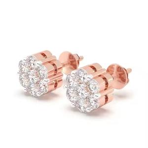Top qualité 10K/ 14K/ 18K fleur grappe VVS Moissanite boucles d'oreilles 925 en argent Sterling diamant boucle d'oreille pour les fêtes et les cadeaux - Product Image 1