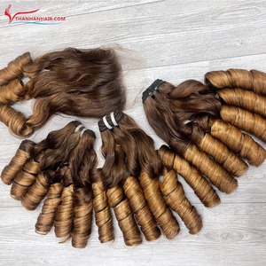 Extensions de Cheveux Humains Vierges Remy Style Luxe Vapeur Bouncy Curl Ombre Couleur Simple Donateur - Product Image 1