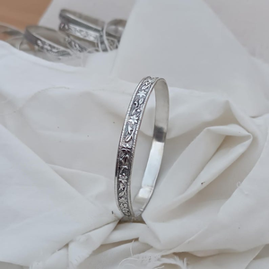 Brazalete apilable hecho a mano Vintage con textura de flor chapada en plata de ley 925, joyería de moda para mujer, proveedores al por mayor - Product Image 6