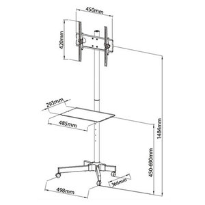 Supporto TV mobile TECHly con ruote supporto per monitor da 23 a 55 pollici con ripiano - Product Image 2