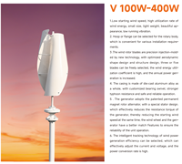 Générateur d'éoliennes mini SDT-V 100W-400W Haute efficacité Corps en aluminium moulé sous pression Faible vitesse de démarrage du vent Aimant permanent