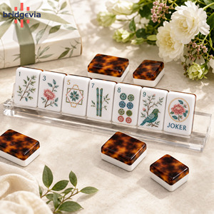 Jeu de Mahjong américain personnalisé en acrylique écaille de tortue, 166 tuiles superposées gravées au laser, pour cadeaux et fêtes - Product Image 3