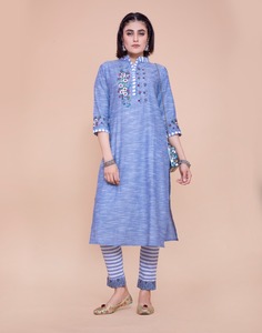 Vestido largo de algodón de manga larga para mujer, de estilo indio ropa de fiesta, de diseñador - Product Image 2