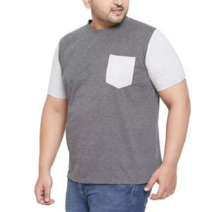 T-shirts pour hommes de haute qualité en coton/polyester, tissu tricoté épais, poche contrastante, élégant, formel, respirant - Product Image 4