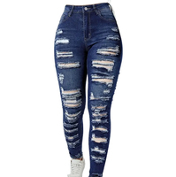 Jeans en denim déchirés pour hommes, coupe droite, délavage clair, extensibles, effet usé, design personnalisé, vente en gros, style urbain, nouvelle collection