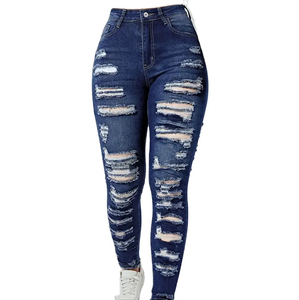 Jeans en denim pour hommes déchirés, design personnalisé, vente en gros, nouvelle conception, extensible, délavé, uni, droit, hiver - Product Image 4