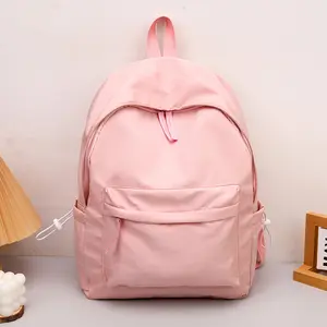 Bolsa de livro em cores doces sem logotipo, mochila escolar personalizada para estudantes do ensino fundamental e do ensino médio, bolsa escolar lisa sem logotipo