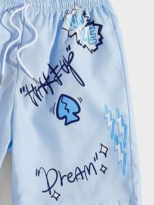 Micro Logo personnalisé sportif hommes toile Shorts léger avec fermeture à cordon sérigraphie sur le devant vêtements décontractés en gros - Product Image 2