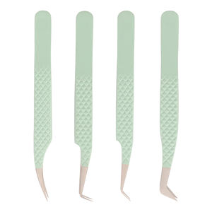 Pince à épiler d'extension de cils de couleur verte en titane outil de soin des cils en acier inoxydable allemand personnaliser la pince à épiler de toilettage de cils supérieurs - Product Image 2