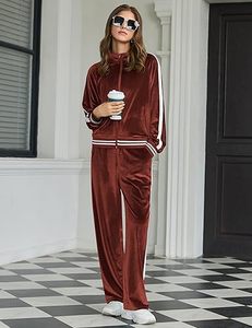 2Piece <b>Women</b> Velvet Tracksuit <b>Velour</b> <b>Lounge</b> <b>Set</b> with Zip-Up Top and Sweatpants Comfortable Casual Wear Outfit with Handy Pockets - Product Image 4