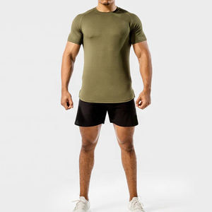 T-shirt d'entraînement à manches courtes en coton uni Drifit Fitted Workout Muscle Fitness T-shirt de sport Slim Fit pour hommes - Product Image 5