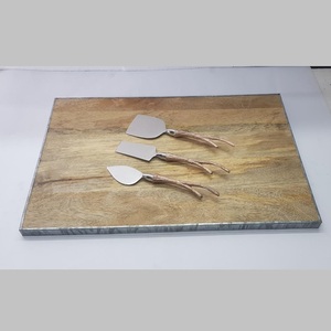 Planche à découper en bois de manguier naturel avec bord galvanisé, planche à servir le fromage, passe au lave-vaisselle, durable, facile à nettoyer, meilleure qualité pour la cuisine - Product Image 5