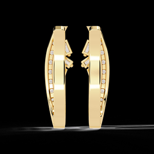 Boucles d'oreilles créoles personnalisées en Moissanite avec diamant 14K 18K bijoux pour femmes en or massif - Product Image 6