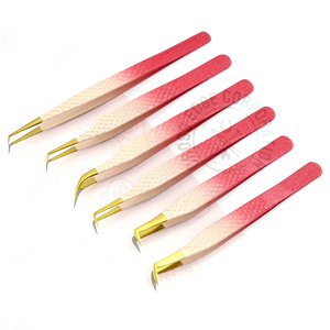 Multi-Function Long Isolation Lash Tweezers 90° Boot Volume Eyelash Extension Tweezer Fiber Grip Non-Slip <b>Tool</b> - Product Image 1