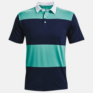 Polo de piqué de rayas anchas de talla grande personalizado, Polo Azul Marino - Product Image 1