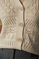 Cardigan en coton biologique pour femme - Cardigan à manches courtes en tricot ajouré - Blouse durable ajourée avec boutons