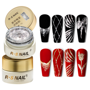 R S Nail Gel Platino ad Alta Densità Senza Residui 8g per <span class=keywords><strong>Disegno</strong></span> Francese, Nail Art Fai da Te, Pittura Scintillante, Gel Liner Metallizzato Oro e Argento - Product Image 1