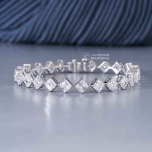 Pulsera de Cadena con Diamantes Cultivados en Laboratorio, Corte Esmeralda, 13.77 Quilates, Oro Blanco de 14K, para Mujer, Calidad VS EF, 9.35g, Joyería de Lujo - Product Image 6