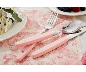 Elegante Juego de Cubiertos con Mango Rosa y Cabeza Plateada para Cenas en Casa, Recepciones y Decoración Diaria de Mesa, de la India - Product Image 4