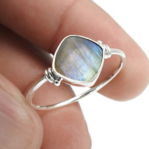 Natural Labradorite Gemstone 925 Sterling Silver <b>Cushion</b> Shape Classy Boho <b>Ring</b> for Her Handmade Fine Jewelry Indian Exporter - Product Image 3