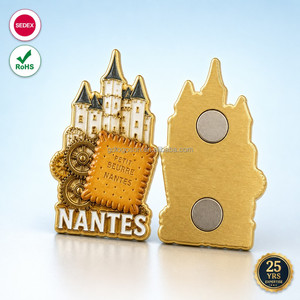 Imán de nevera personalizado de fábrica, Nantes, Francia, regalo de viaje, chapado en oro, esmaltado, recuerdo del Château <span class=keywords><strong>Petit</strong></span> Beurre para mayoristas - Product Image 1