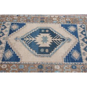 Alfombra Vintage de 3.9x5.6 pies, Alfombra Sólida Azul Turco - Product Image 4