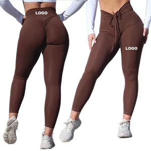 Ensemble de vêtements de sport ectiva avec logo personnalisé ensemble de leggings taille croisée de fitness pantalon de yoga pour femmes coupe en V bootcut respirant dans les quatre sens - Product Image 1