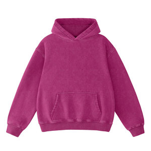Ropa para exteriores, Sudadera con capucha lavada con ácido teñido liso para mujer, ropa de calle informal, figuras de hombros caídos, sudaderas transpirables ecológicas de punto - Product Image 1
