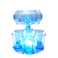 Distributeur de coups éclaircissants pour remplir des liquides Outil de boisson de fête Distributeur et support de verre à 6 verres avec tasse en acrylique 6 pièces