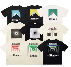 Summer Mens T-shirts Womens Rhude Designers For Men Tops Letter Polos Embroidery Tshirts Clothing Short Sleeved Tshirt Large Tee