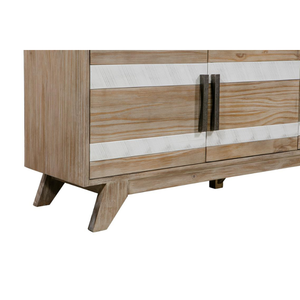 Buffet en bois de pin massif avec 3 tiroirs, buffet moderne rustique pour salle à manger, grand espace de rangement, finition naturelle - Product Image 4