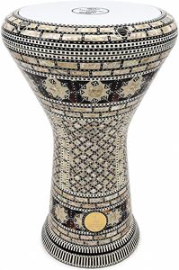 Gawharet El Fan, Tambor Darbuka Doumbek de 17.5 Pulgadas, Blanco Perla, con Rejilla, Dumbek Tabla, Percusión Egipcia - Product Image 2