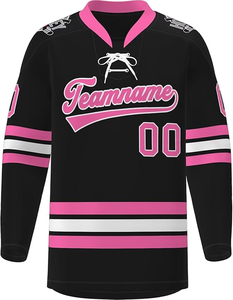 Camisetas de hockey sobre hielo sublimadas OEM, uniformes de hockey sobre hielo con logotipo personalizado, camisetas de hockey con cordones hechas a medida - Product Image 1