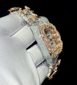 นาฬิกากลไกสำหรับผู้ชายหรูหราคุณภาพสูงประดับบัลลังก์เพชร VVS Moissanite อะนาล็อกสแตนเลสสไตล์ฮิปฮอป - Product Image 2