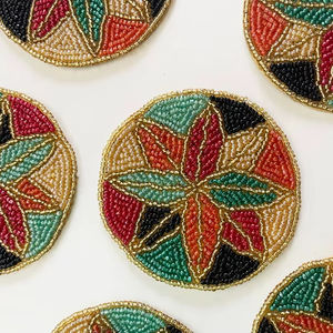 Sous-verres en perles de verre faits à la main-Classique avec design portable et support en polyester (4x4 pouces) pour l'église et les cadeaux religieux - Product Image 1