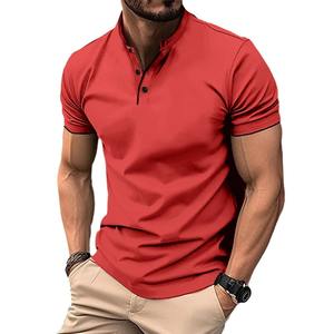 Chemise décontractée pour homme, couleur unie, manches courtes, col boutonné, 100% polyester, respirante, séchage rapide, légère, streetwear - Product Image 6