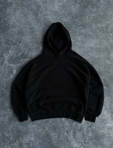 Wholesale Unisex Winter Pullover <b>Fleece</b> Oversize Hoodies in Plus Size for Men Custom Solid <b>Black</b> Color and Simple Design Hoodie - Product Image 4