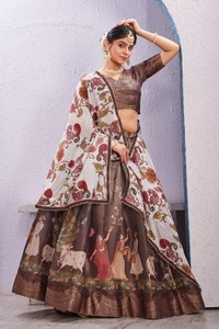 Lehenga Choli en coton et soie Dola, imprimé numériquement, réversible, décontracté et doux, spécial Navratri pour femmes indiennes et pakistanaises - Product Image 4