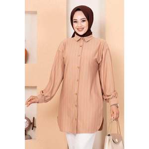 Chemise Hijab rayée légère pour garçons et filles Style tissé décontracté en coton et polyester de haute qualité pour toutes les saisons - Product Image 5