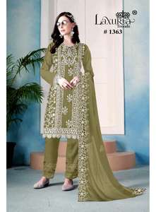 Elegant Heavy Embroidered Tunic Kurti with Handwork Detailing Glamorous Embroidered Sleeves With Organza Dupatta - Product Image 3